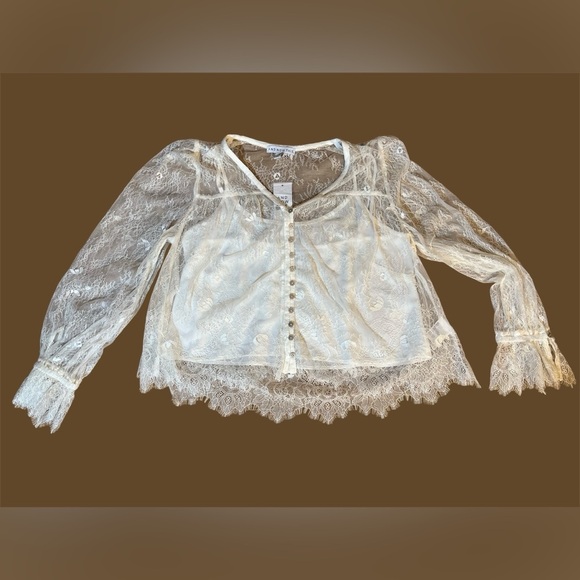 And Now This Tops - And Now This Lace Sheer Blouse, Boho Chic